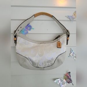 Coach Cream and Tan Shoulder Bag